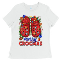 White Merry crocmas Ladies Tee - NancyCooperArtShop