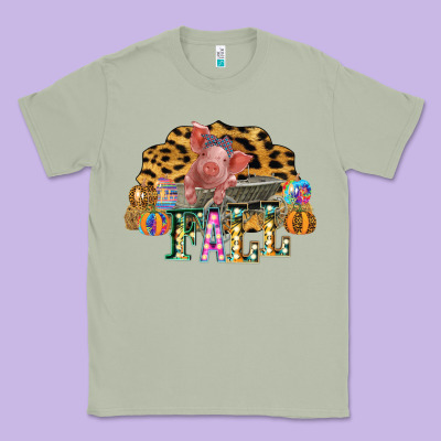 Fall Scene Pumpkin Watercolor Pig Wagon Serape Cheetah Classic Tee Designed By Bettercallsaul