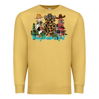 Antique Gold merry christmas y'all christmas trees Premium Sweatshirt - CowhideDigitalArt