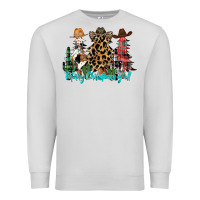 Dove Grey merry christmas y'all christmas trees Premium Sweatshirt - CowhideDigitalArt