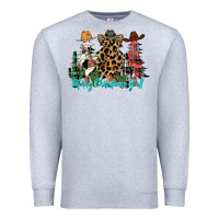 Heather Grey merry christmas y'all christmas trees Premium Sweatshirt - CowhideDigitalArt