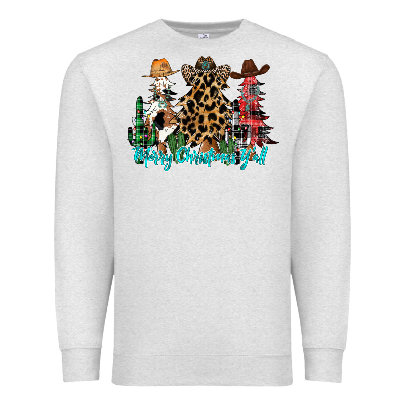 Merry Christmas Y'all Christmas Trees Premium Sweatshirt by CowhideDigitalArt | Teevron