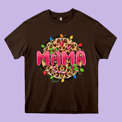Mama Christmas Lights Heavy Core Tee Designed By Maliassmallbusiness