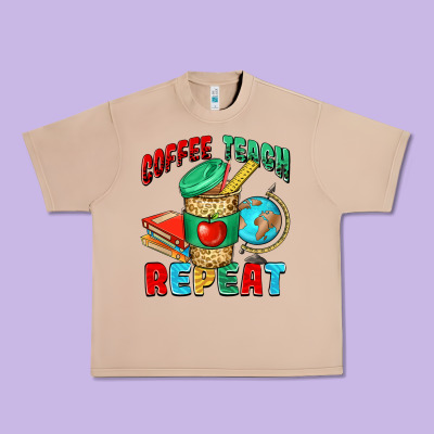 Coffee Teach Repeat Urban Heavy Tee Designed By Nancycooperartshop
