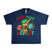 Navy coffee teach repeat Urban Heavy Tee - NancyCooperArtShop