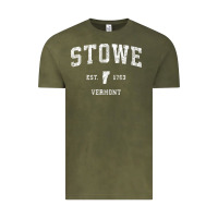 Vintage Olive Stowe Vermont Vt Vintage Athletic Sports Vintage Tee - minhPixels