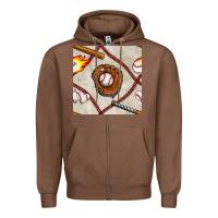 Chestnut baseball glove and bat seamless pattern Zipper Hoodie - BundleAndBundleShop