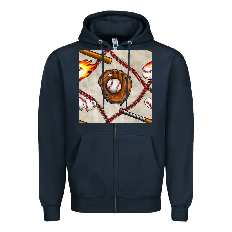 Baseball Glove And Bat Seamless Pattern Zipper Hoodie by BundleAndBundleShop | Teevron