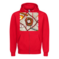Red baseball glove and bat seamless pattern Zipper Hoodie - BundleAndBundleShop
