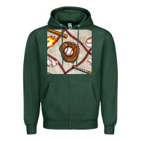 Sports Green baseball glove and bat seamless pattern Zipper Hoodie - BundleAndBundleShop