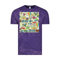 Cloud Purple Planes, Trains, and Automobiles pattern Chiffon Top Vintage Tee - minhPixels