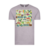 Vintage Zinc Planes, Trains, and Automobiles pattern Chiffon Top Vintage Tee - minhPixels