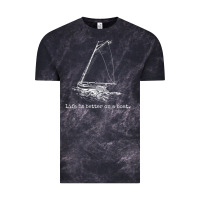 Cloud Black Life Is Better On A Boat Sailboat Sketch Cool Sailing Gifts Vintage Tee - minhPixels