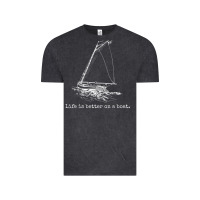 Vintage Black Life Is Better On A Boat Sailboat Sketch Cool Sailing Gifts Vintage Tee - minhPixels