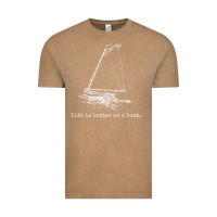 Vintage Coffee Life Is Better On A Boat Sailboat Sketch Cool Sailing Gifts Vintage Tee - minhPixels