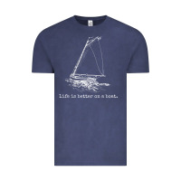 Vintage Denim Life Is Better On A Boat Sailboat Sketch Cool Sailing Gifts Vintage Tee - minhPixels