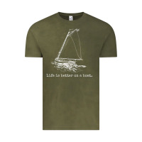 Vintage Olive Life Is Better On A Boat Sailboat Sketch Cool Sailing Gifts Vintage Tee - minhPixels