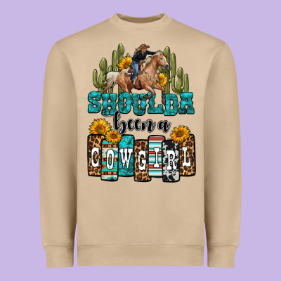 Shoulda Been A Cowgirl Heavyweight Sweatshirt Designed By Oliviacreatesart