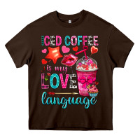 Chocolate Brown iced coffee is my love language Heavy Core Tee - NancyCooperArtShop