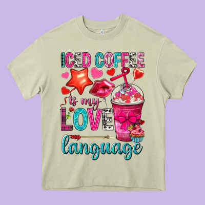 Iced Coffee Is My Love Language Heavy Core Tee Designed By Nancycooperartshop