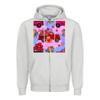 Dove Grey valentines day truck and cupid in the sky seamless pattern Zipper Hoodie - BundleAndBundleShop