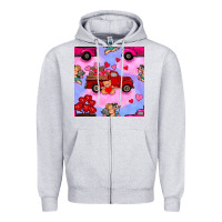 Heather Grey valentines day truck and cupid in the sky seamless pattern Zipper Hoodie - BundleAndBundleShop