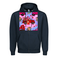 Navy valentines day truck and cupid in the sky seamless pattern Zipper Hoodie - BundleAndBundleShop