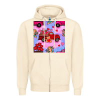 Sandshell valentines day truck and cupid in the sky seamless pattern Zipper Hoodie - BundleAndBundleShop