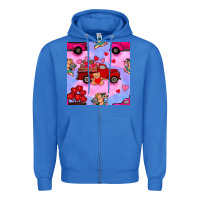 True Royal valentines day truck and cupid in the sky seamless pattern Zipper Hoodie - BundleAndBundleShop