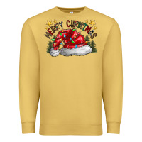 Antique Gold merry Christmas santa Premium Sweatshirt - CowhideDigitalArt