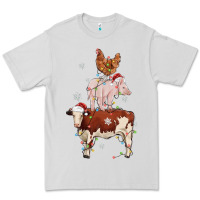 Dove Grey Merry Christmas Farm Animals Premium Tee - MaliasSmallBusiness