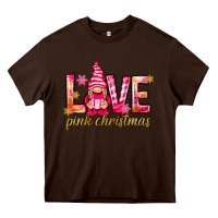 Chocolate Brown love pink christmas gnome Heavy Core Tee - NancyCooperArtShop