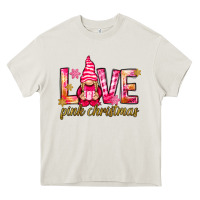 Cream love pink christmas gnome Heavy Core Tee - NancyCooperArtShop