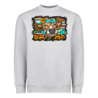 Heather Grey sunflower cow olivia Heavyweight Sweatshirt - OliviaCreatesArt