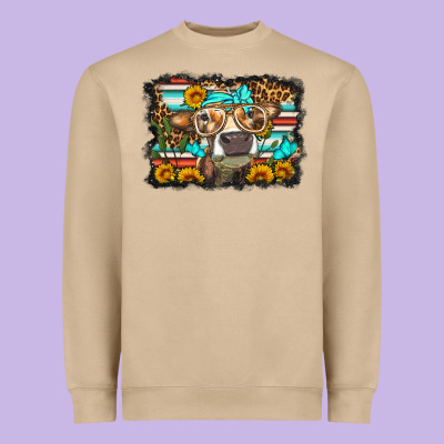 Sunflower Cow Olivia Heavyweight Sweatshirt Designed By Oliviacreatesart