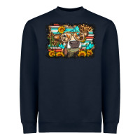 Navy sunflower cow olivia Heavyweight Sweatshirt - OliviaCreatesArt