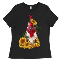 Black sunflower rooster with leopard Ladies Tee - RanaPortraitStore