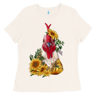Bone sunflower rooster with leopard Ladies Tee - RanaPortraitStore