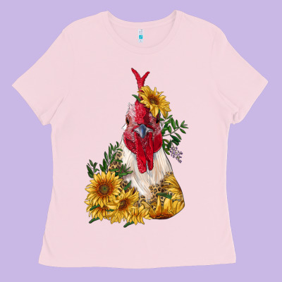 Sunflower Rooster With Leopard Ladies Tee Designed By Ranaportraitstore