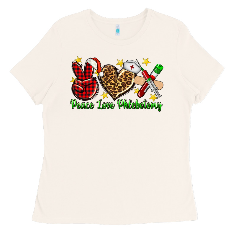 Peace Love Phlebotomy Christmas Ladies Tee by NancyCooperArtShop | Teevron