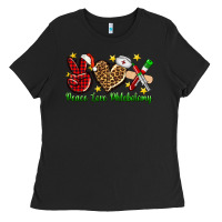 Black Peace love Phlebotomy Christmas Ladies Tee - NancyCooperArtShop