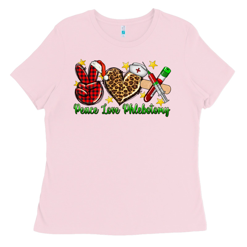 Peace Love Phlebotomy Christmas Ladies Tee by NancyCooperArtShop | Teevron