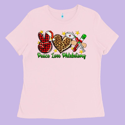 Peace Love Phlebotomy Christmas Ladies Tee Designed By Nancycooperartshop