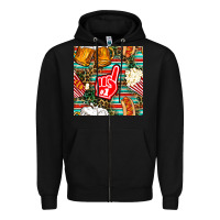 Black american football snacks with serape and leopard Zipper Hoodie - BundleAndBundleShop