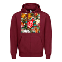 American Football Snacks With Serape And Leopard Zipper Hoodie | Teevron