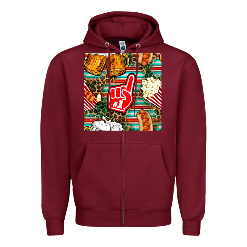 American Football Snacks With Serape And Leopard Zipper Hoodie by BundleAndBundleShop | Teevron