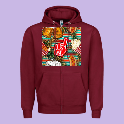 American Football Snacks With Serape And Leopard Zipper Hoodie Designed By Bundleandbundleshop