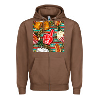Chestnut american football snacks with serape and leopard Zipper Hoodie - BundleAndBundleShop