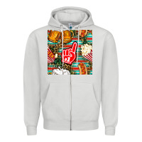 Dove Grey american football snacks with serape and leopard Zipper Hoodie - BundleAndBundleShop