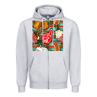 Heather Grey american football snacks with serape and leopard Zipper Hoodie - BundleAndBundleShop